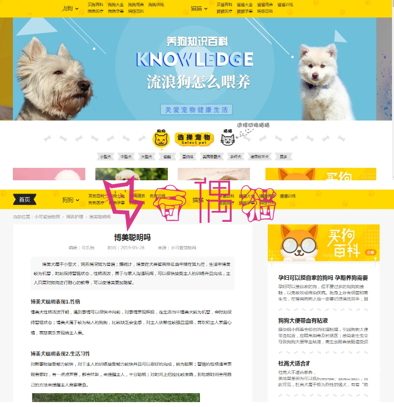 96kaifa仿小可爱宠物网完整版源码下载_火车头采集_手机版专业宠物资讯平台源码